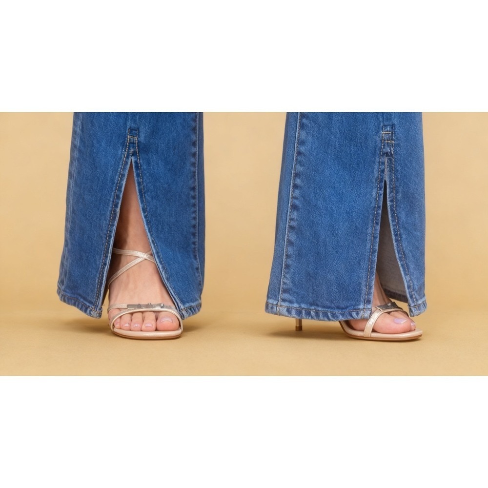 Michael Kors Jeans 14 High Rise Front Seam Split Hem Straight Stretch Denim